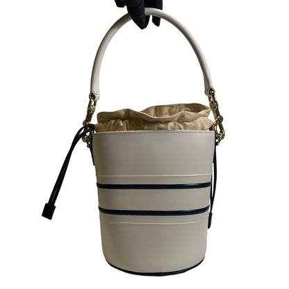 Used DIOR Leather Vibe Bucket Bag White Navy Blue