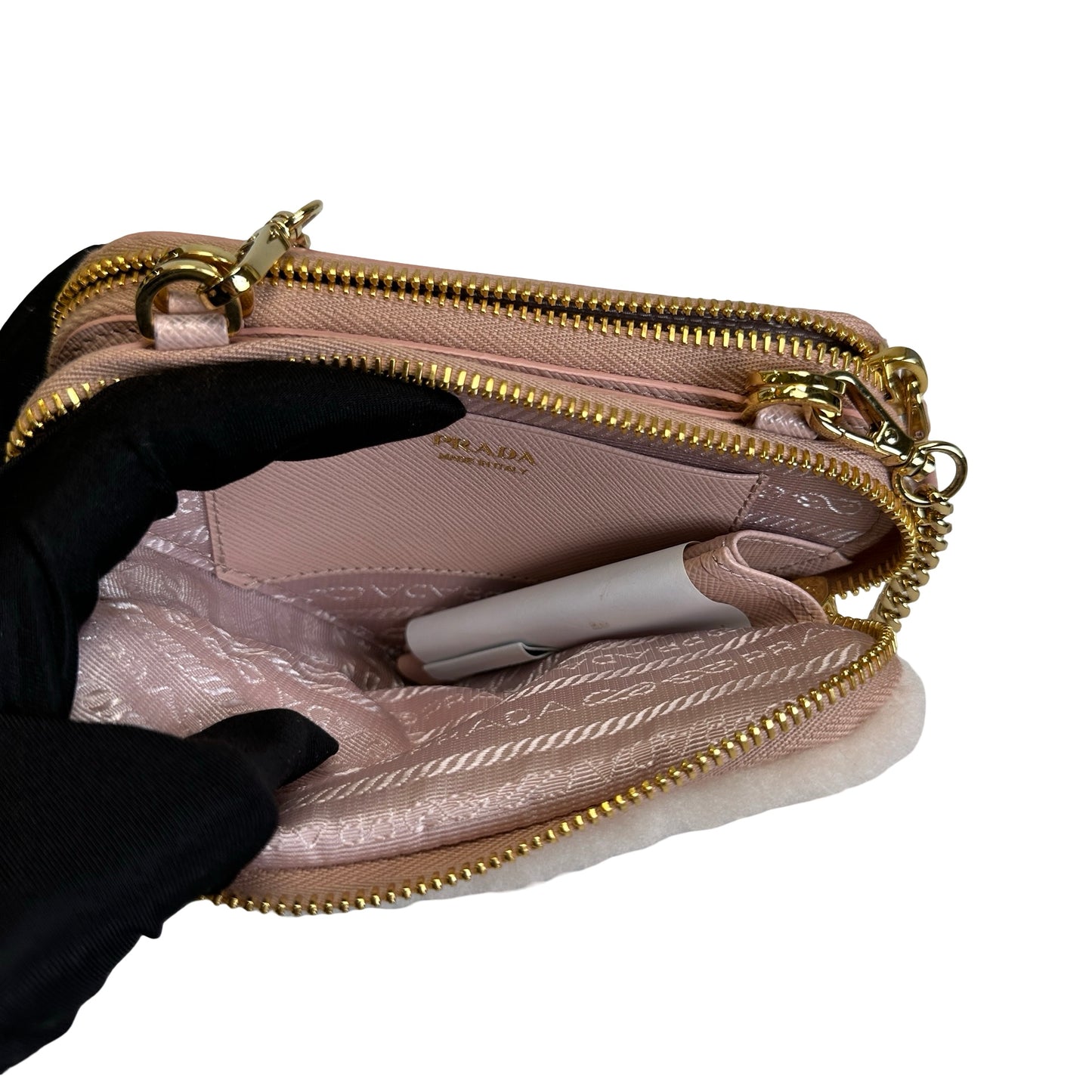 Used PRADA Shearling Triangle Mini Bag Mini Bag Pink GHW