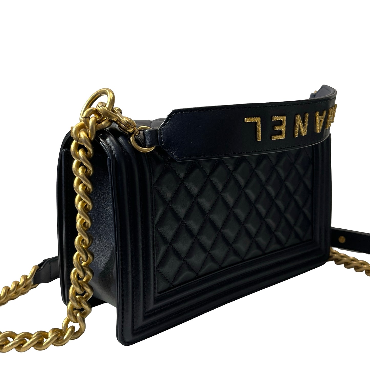 Used CHANEL Lambskin Leather Boy 25 Cross Body Bag