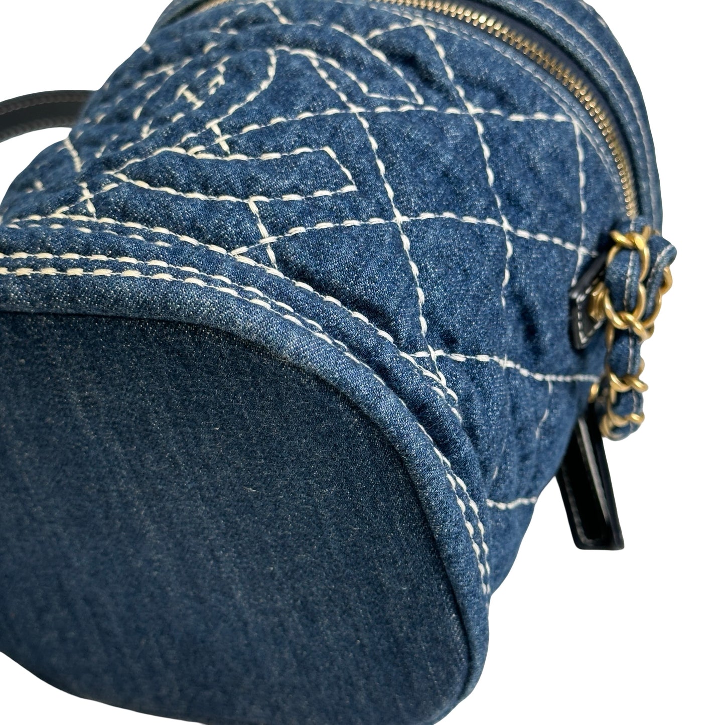 Used CHANEL Denim Bucket bag Cross body bag Denim blue