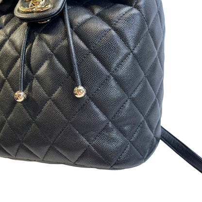 Used CHANEL Quilted Caviar Gabrielle Backpack Backpack Black Gold Hardware