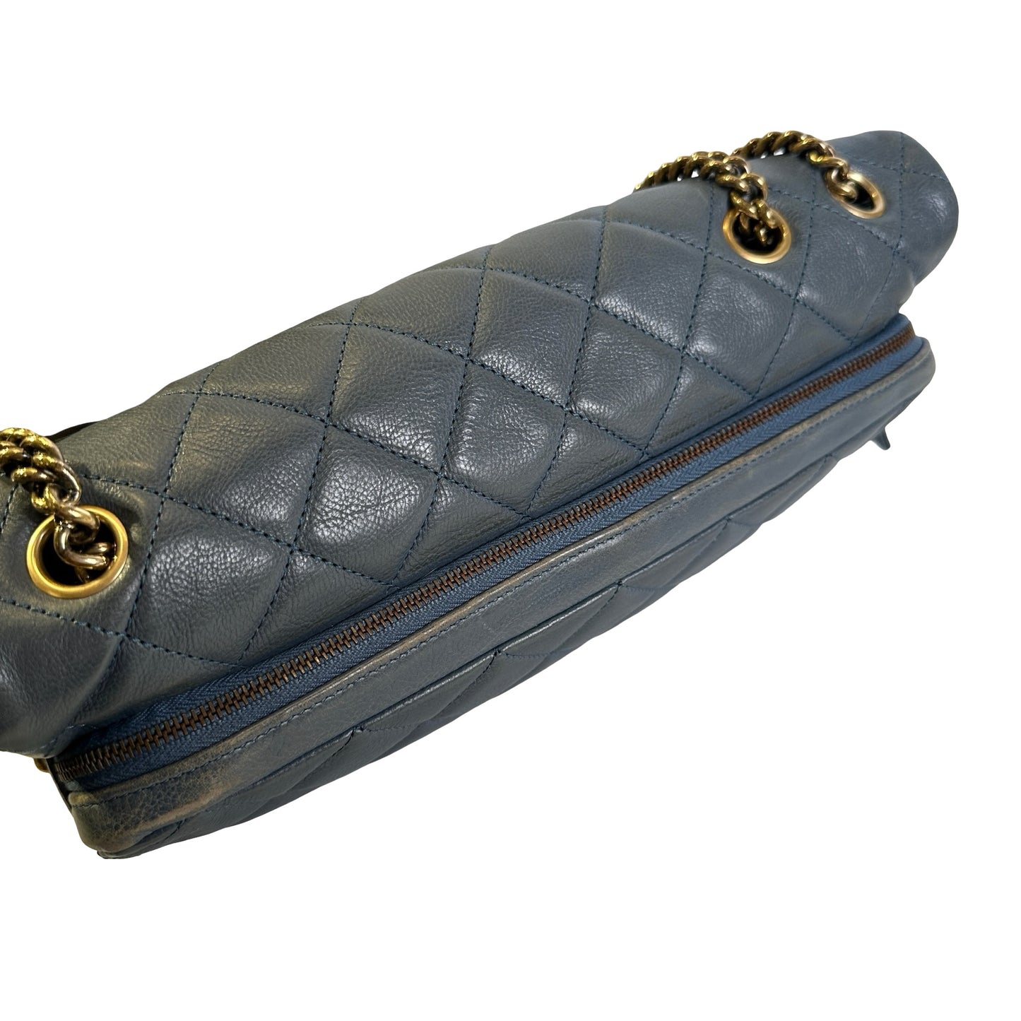 Used CHANEL Quilted Caviar Classic Flap Chain Shoulder Bag Grey Gold