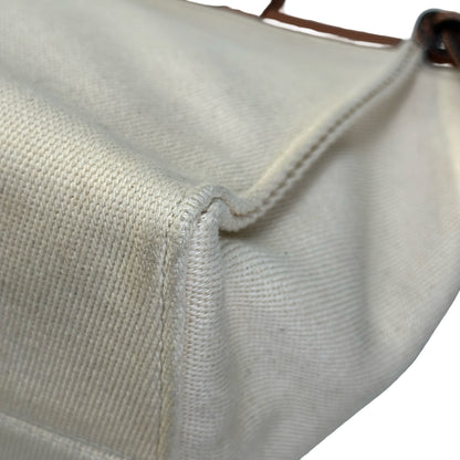 Used LOEWE Canvas Calfskin Cushion Tote Bag Ecru Tan