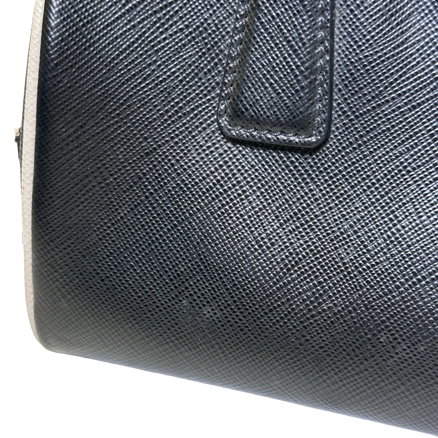 Used PRADA Lambskin Leather Small Top Handle Cross Body Bag PHW Black