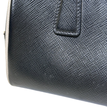 Used PRADA Lambskin Leather Small Top Handle Cross Body Bag PHW Black