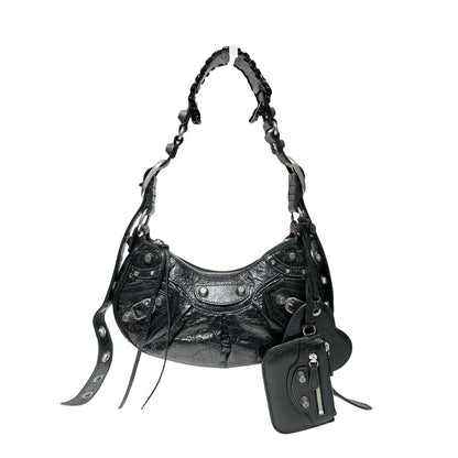BALENCIAGA LE CAGOLE XS BLACK CALFSKIN PHW SHOULDER BAG [3000642]