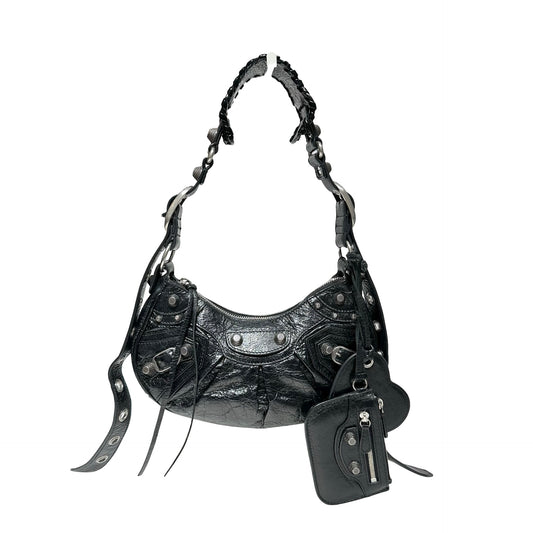 BALENCIAGA LE CAGOLE XS BLACK CALFSKIN PHW SHOULDER BAG [3000642]