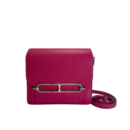Used HERMES Leather Mini Roulis Crossbody Bag Purple PHW