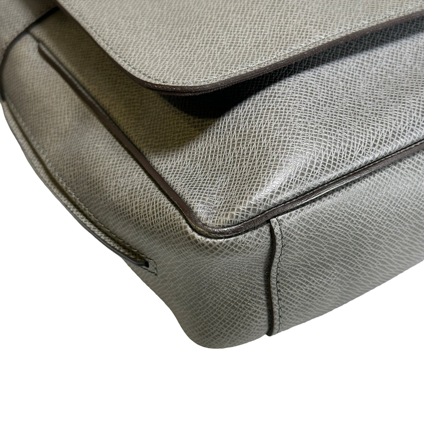 Used LOUIS VUITTON Calfskin Roman Messenger Bag Grey PHW