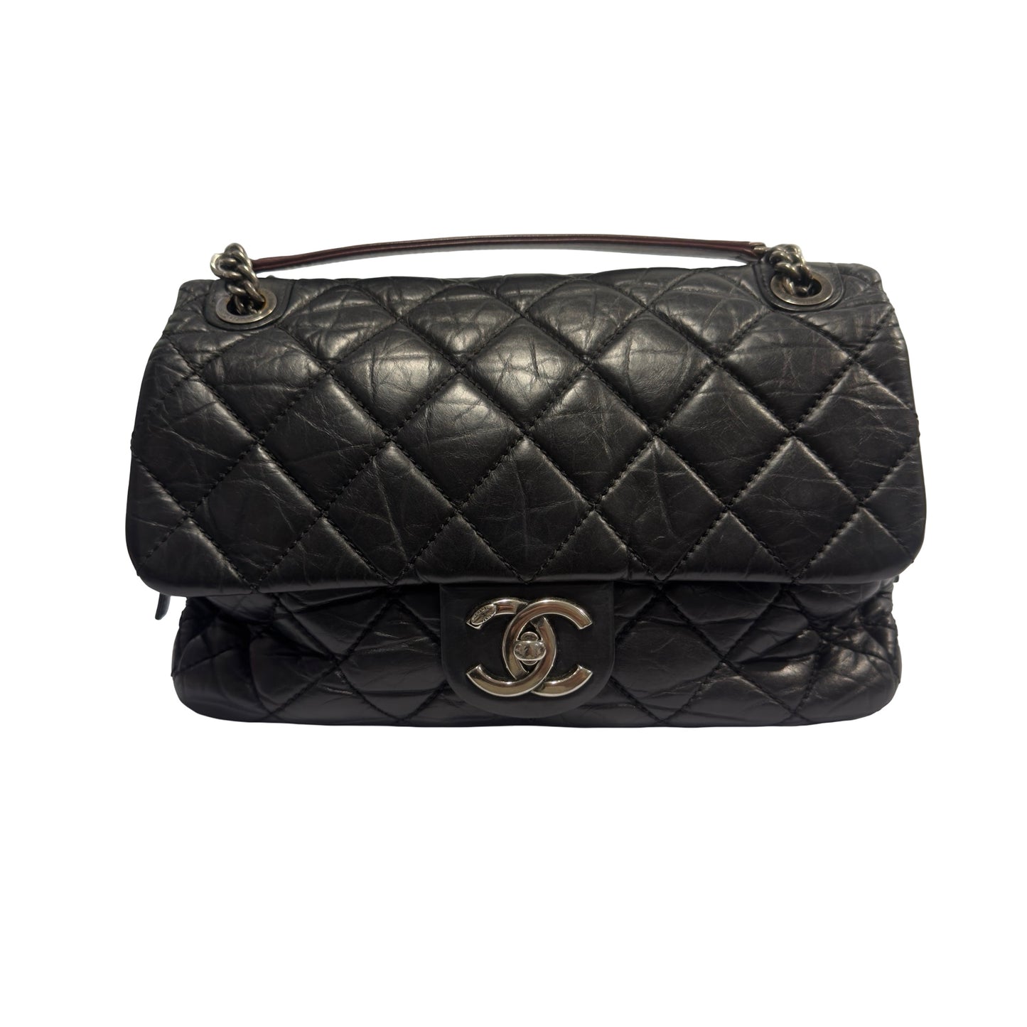 Used CHANEL Quilted Calfskin Quilted Calfskin Chain Shoulder Bag Chain Shoulder Bag Black