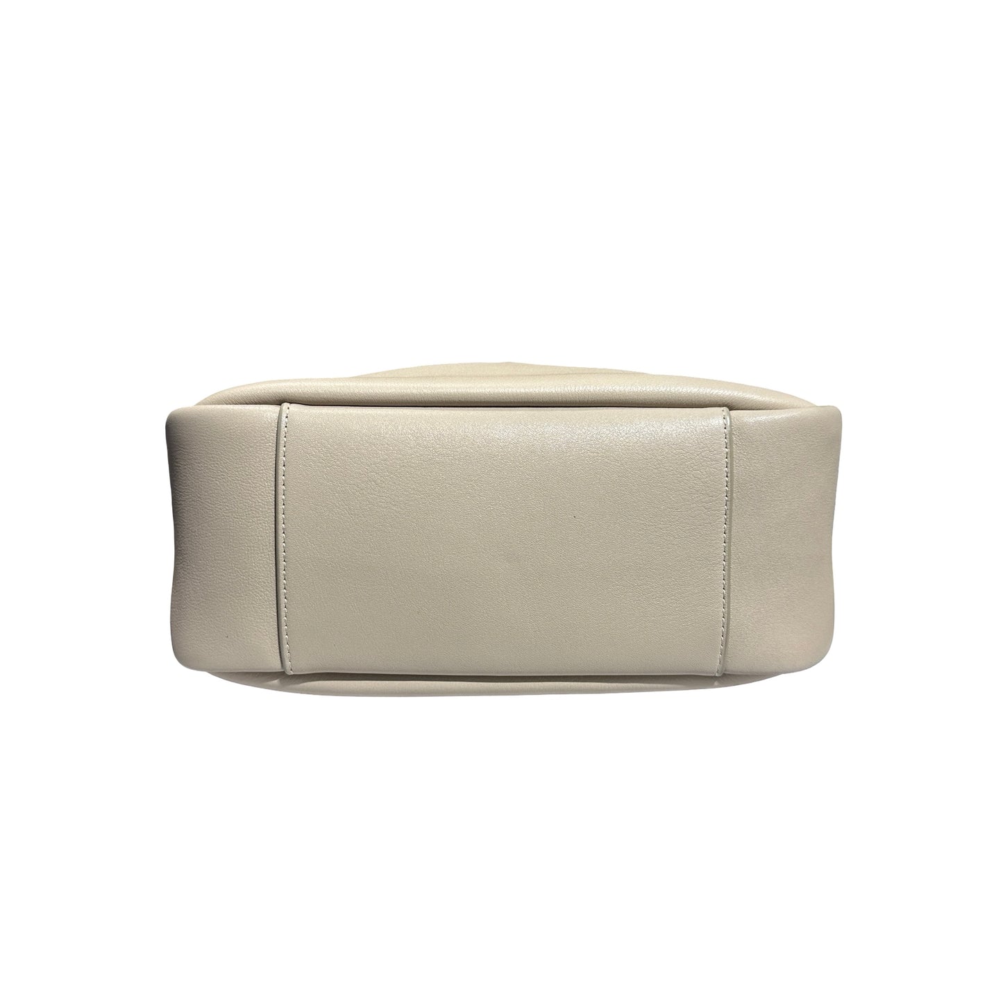 Used SAINT LAURENT Calfskin Leather LE 5 A 7 Hobo Bag Beige PHW