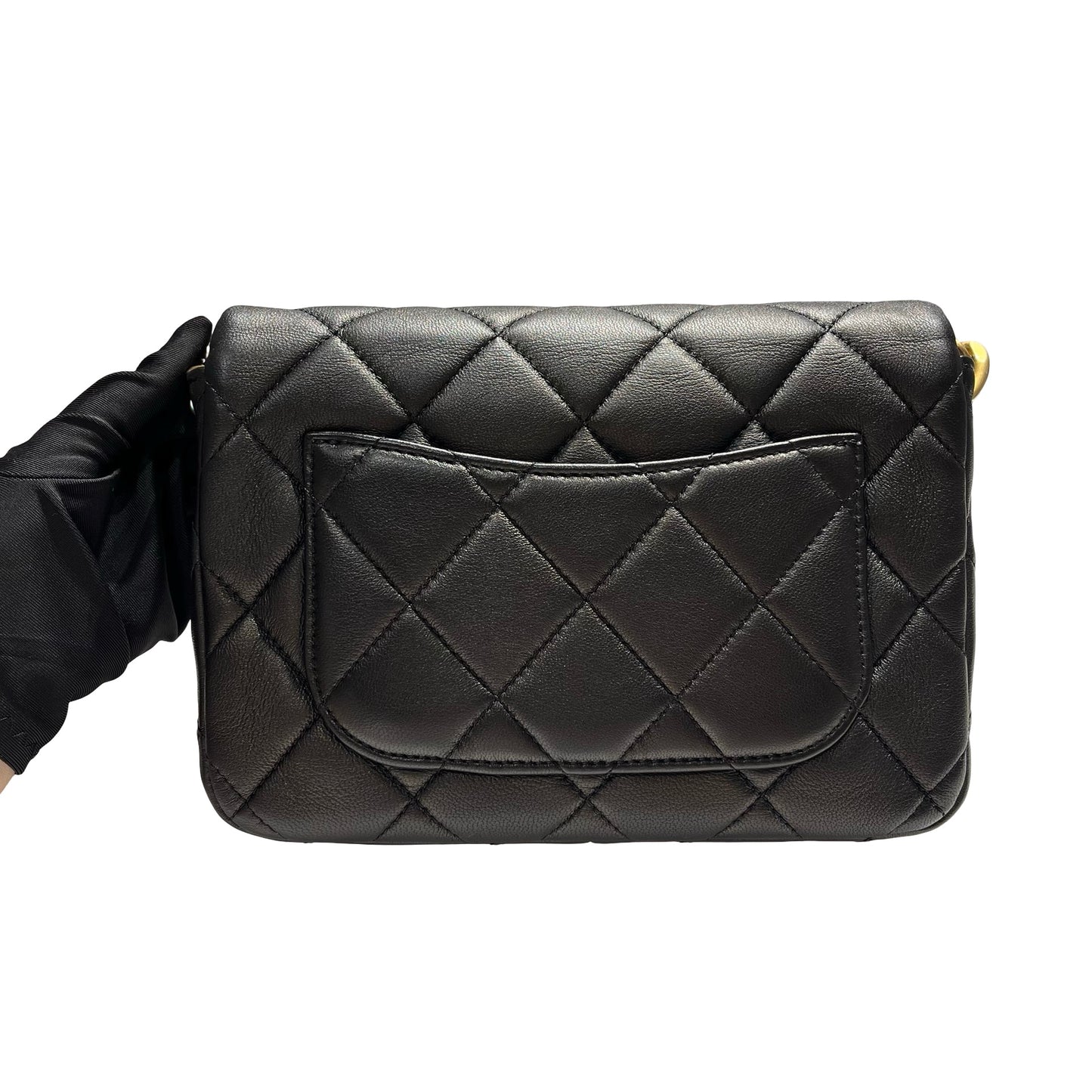 Used CHANEL Lambskin 23A Tassel hobo Hobo Bag Black Gold