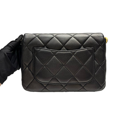 Used CHANEL Lambskin 23A Tassel hobo Hobo Bag Black Gold