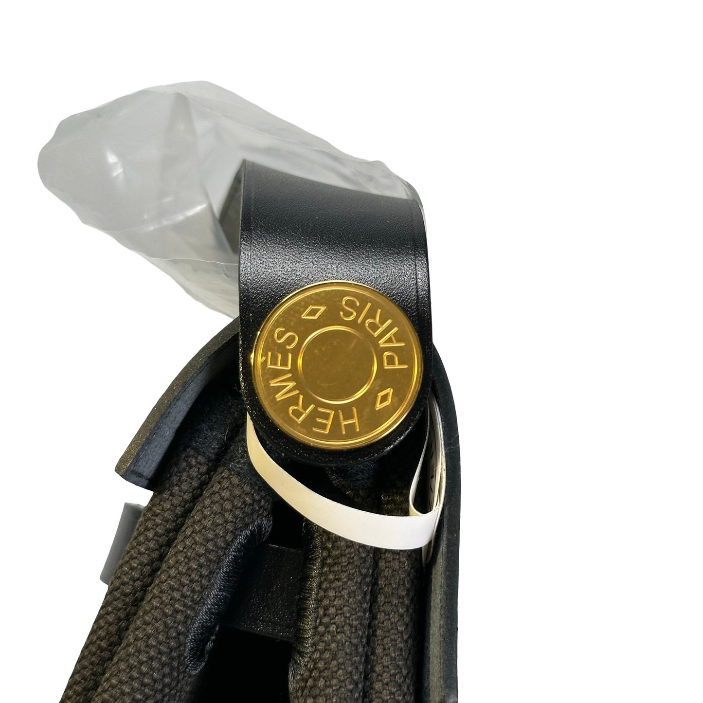 Brand New HERMES Canvas Leather Herbag Zip Shoulder Bag Black Gold