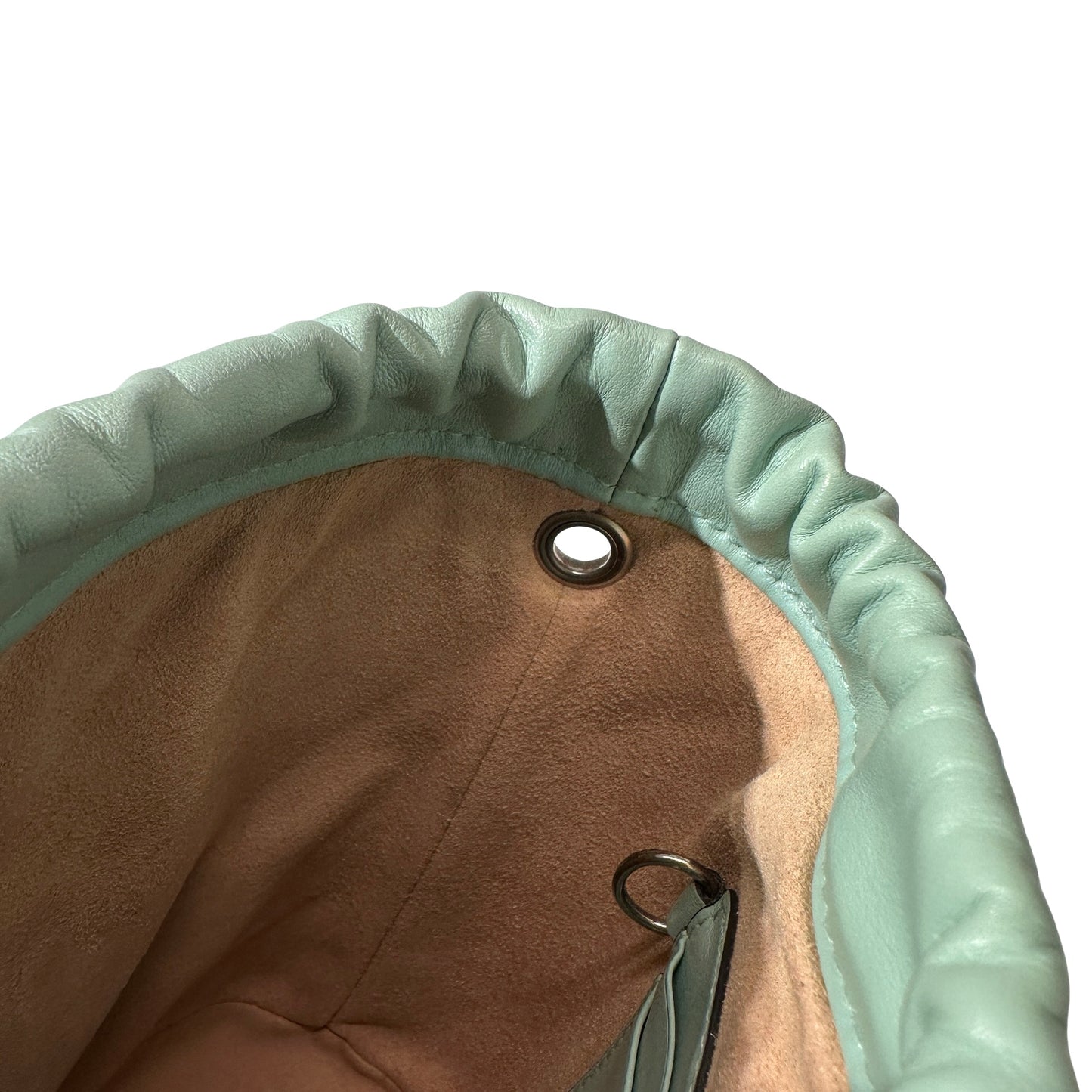 Used GUCCI Lambskin Leather GG MARMOUNT Drawstring Bag PHW Rainble