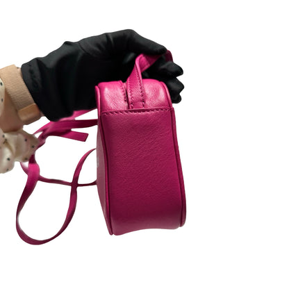 Used BALENCIAGA Leather Logo Print Everyday Camera Bag Camera Bag Pink Black