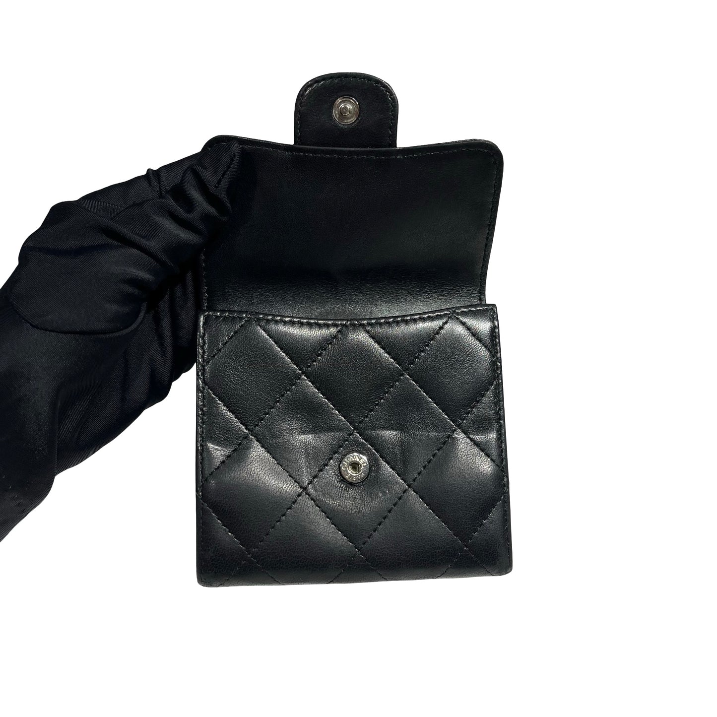 CHANEL WALLET BLACK LAMBSKIN PHW [3000631]