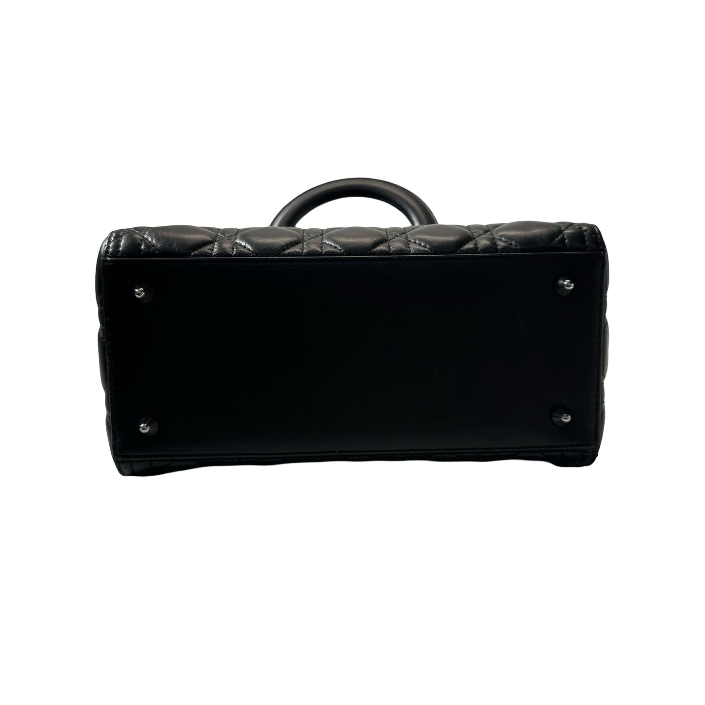 Used DIOR Lambskin Leather Lady Dior Medium Handbag Black