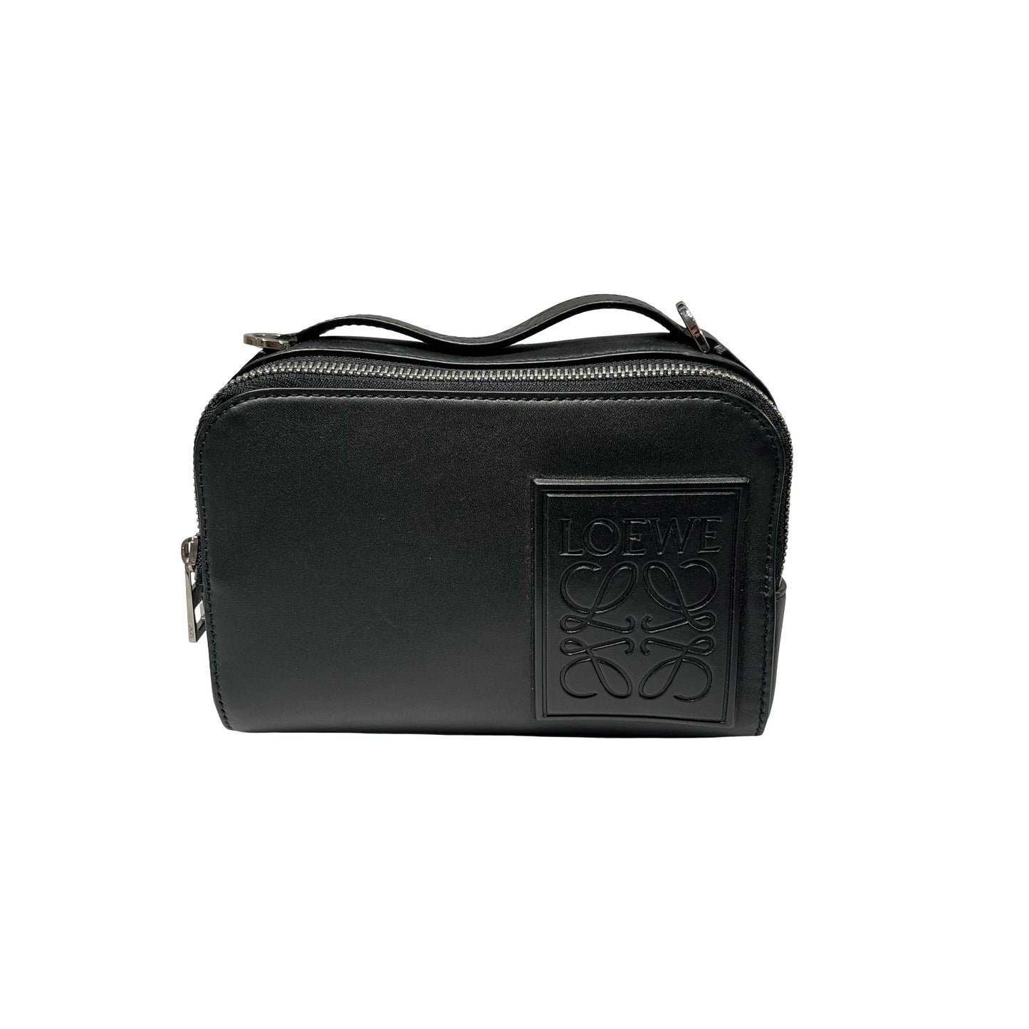 Used LOEWE Calfskin Leather Mini Camera Cross Body Bag Black PHW