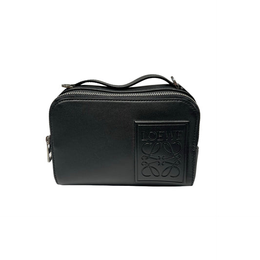 Used LOEWE Calfskin Leather Mini Camera Cross Body Bag Black PHW