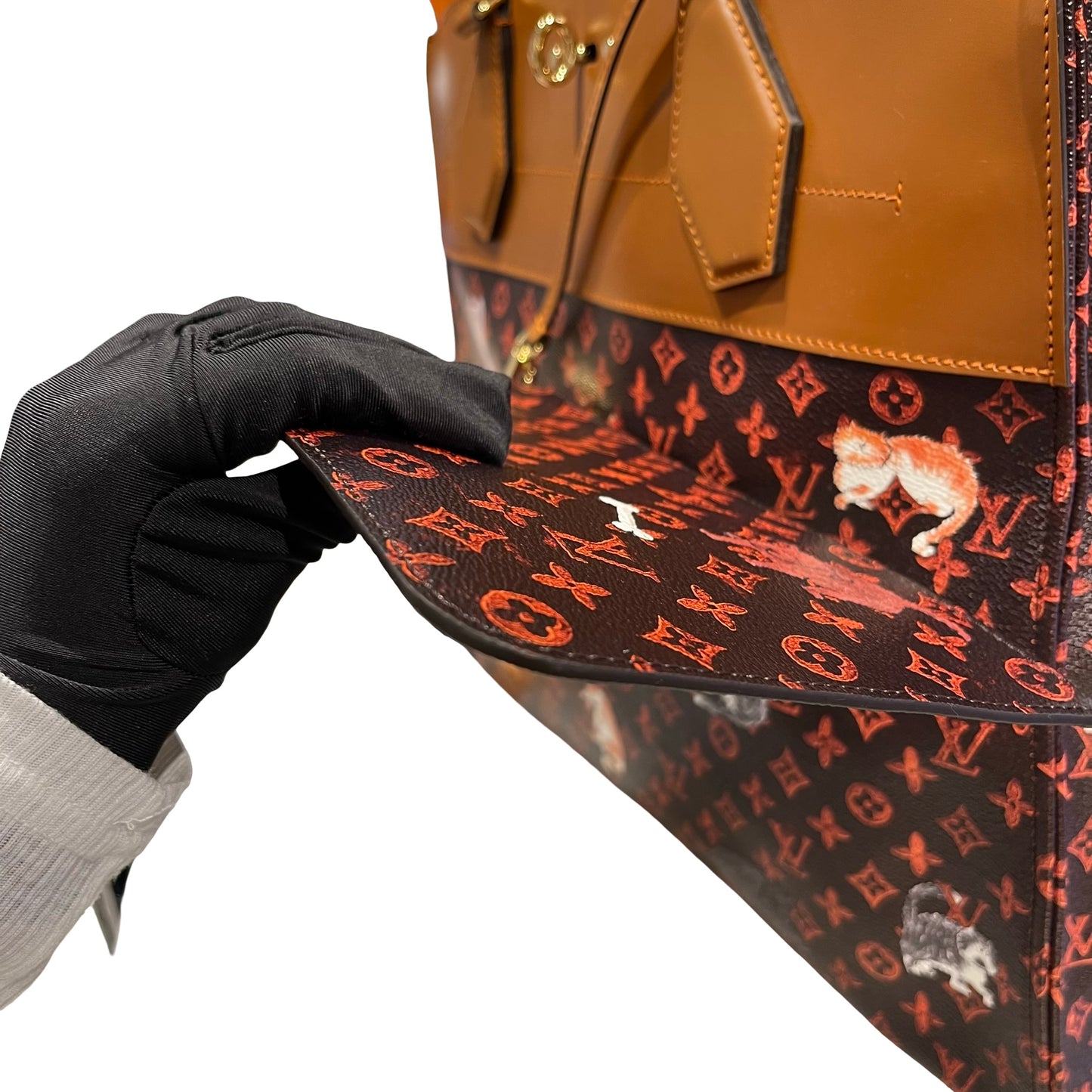Used LOUIS VUITTON Monogram Catogram Neverfull MM Catogram Tote Bag Brown Orange Multicolor