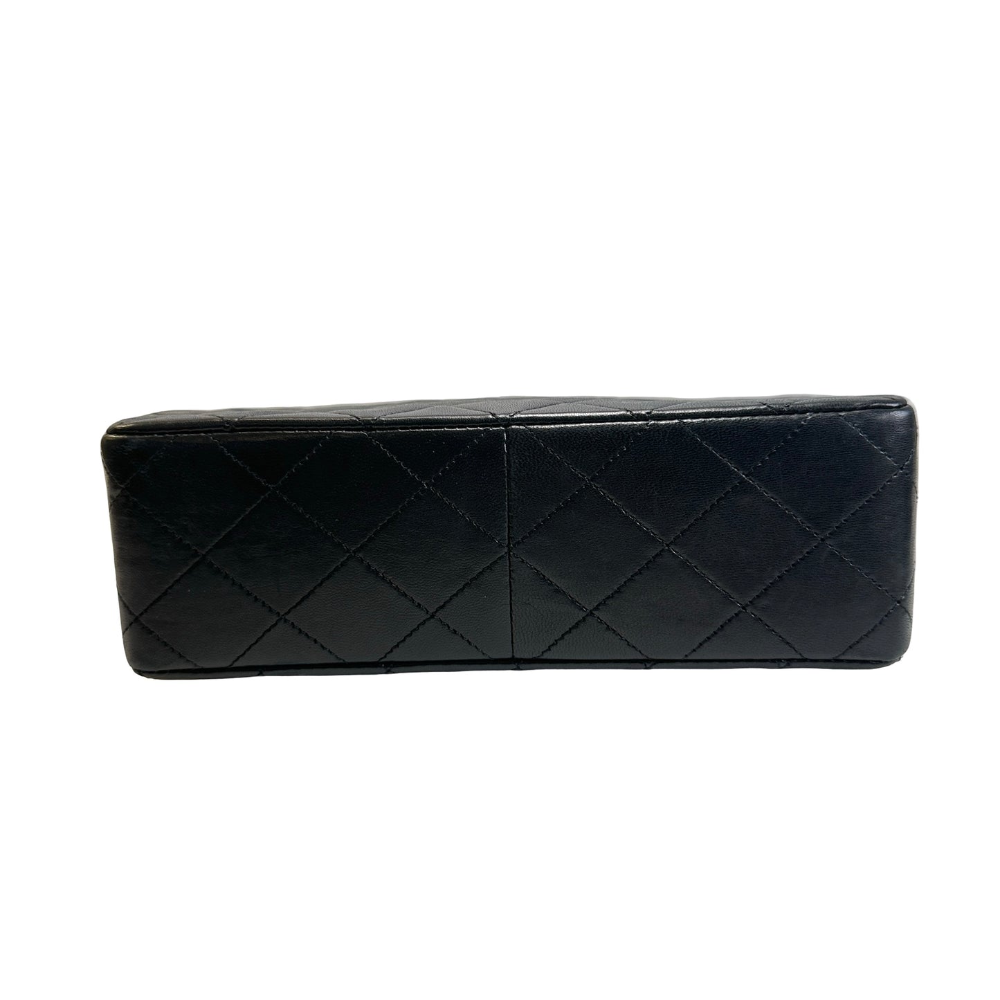 Used CHANEL Quilted Lambskin Mini Square Flap Chain Shoulder Bag Black Gold