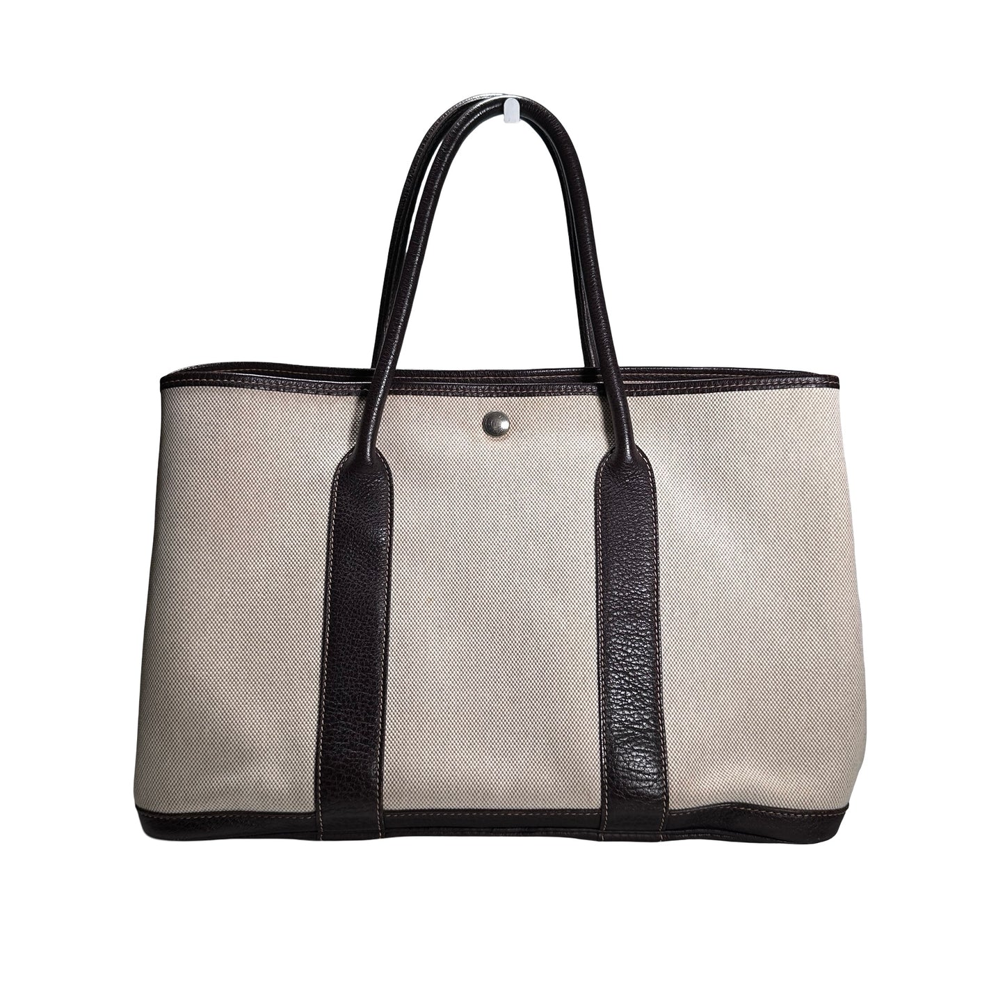 Used HERMES Canvas GP36 Vintage Hobo Bag Black Beige