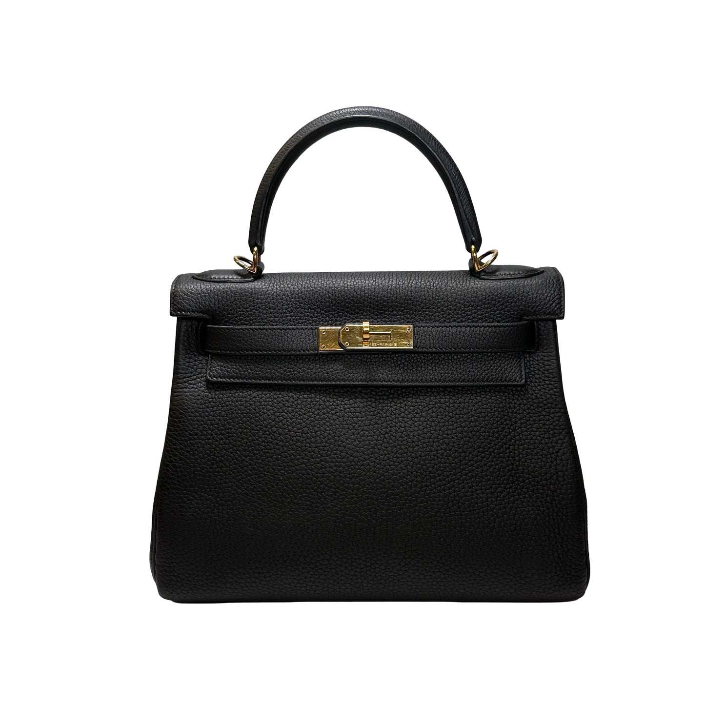 Used Hermès Clemence leather Kelly 28 Handbag Black GHW