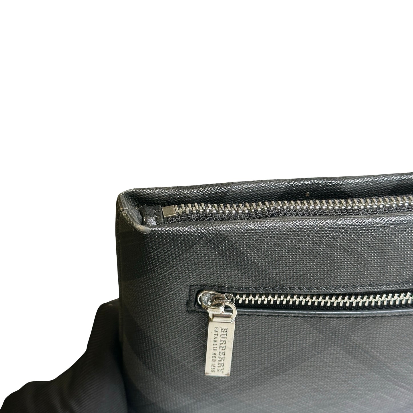Used BURBERRY London Check Clutch Clutch Black Grey