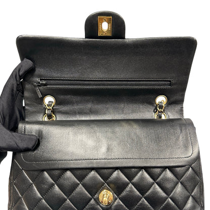 Used Chanel Calfskin Leather CF 25 Shoulder Bag Black GHW