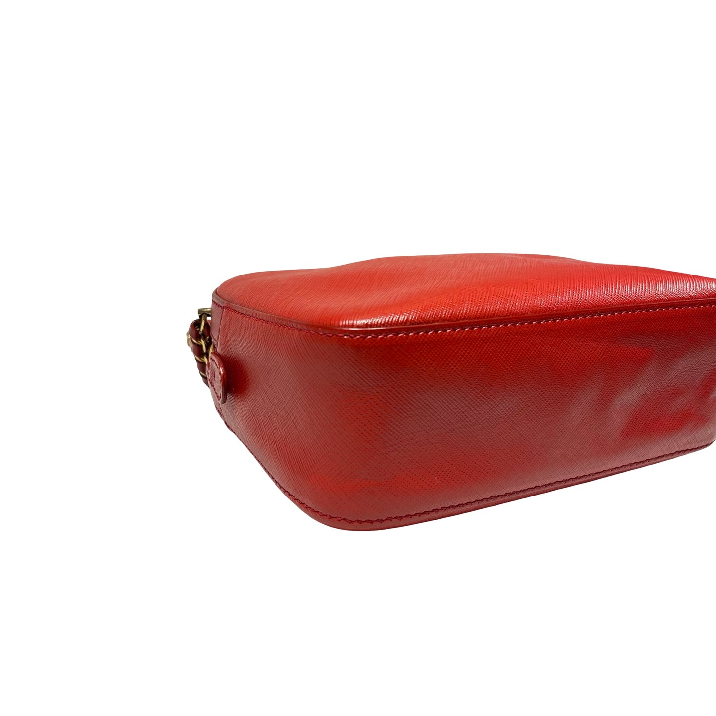 Used Ferragamo Saffiano leather Cross Body Bag Red GHW