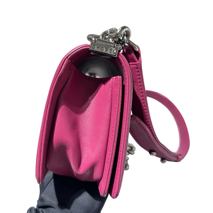 Used CHANEL Boy 20cm Cross Body Bag Red PHW