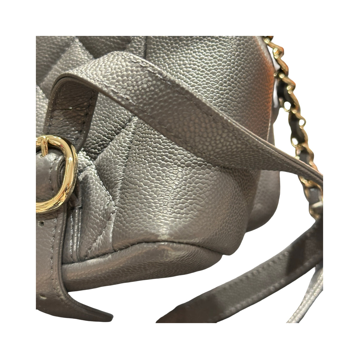 Used CHANEL Caviar Quilted Duma Backpack Mini Backpack Grey Gold