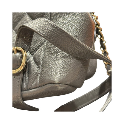 Used CHANEL Caviar Quilted Duma Backpack Mini Backpack Grey Gold
