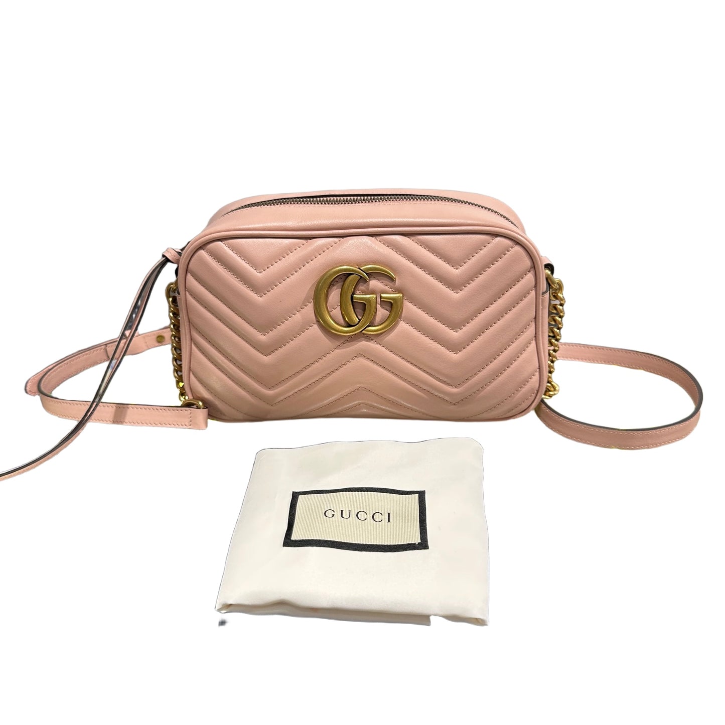 Used GUCCI GG MARMONT Cross Body Bag Pink GHW