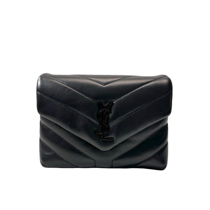 SAINT LAURENT Matelassé Calfskin Loulou Shoulder Bag Black