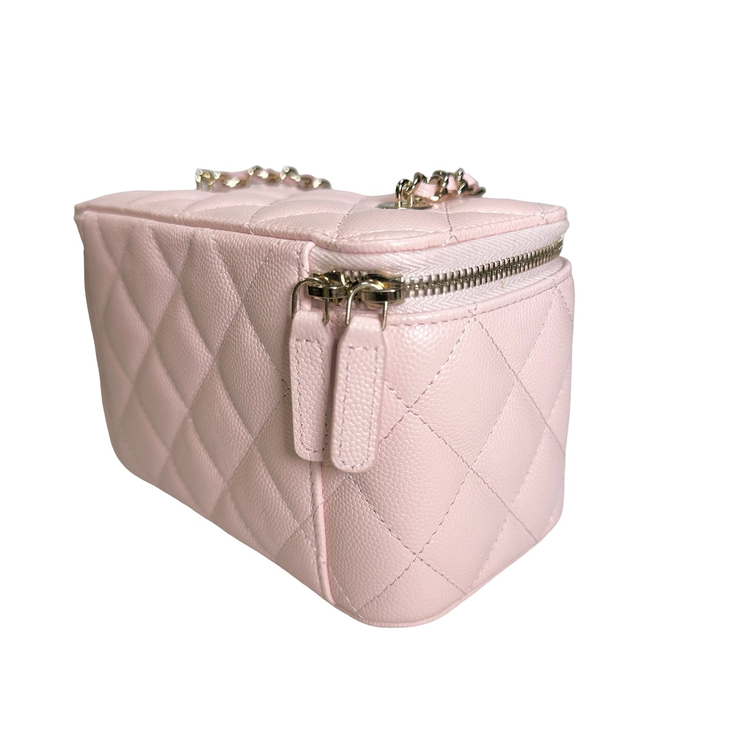 Used CHANEL Quilted Caviar Long Vanity Case Vanity case Pink