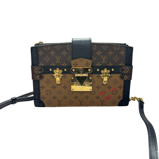 Used LOUIS VUITTON Monogram Reverse Trunk Clutch Brown Black GHW