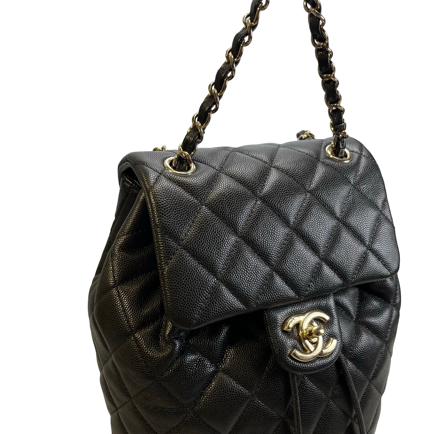 Used CHANEL Quilted Caviar Gabrielle Backpack Backpack Black Gold Hardware