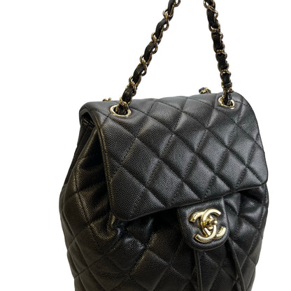Used CHANEL Quilted Caviar Gabrielle Backpack Backpack Black Gold Hardware
