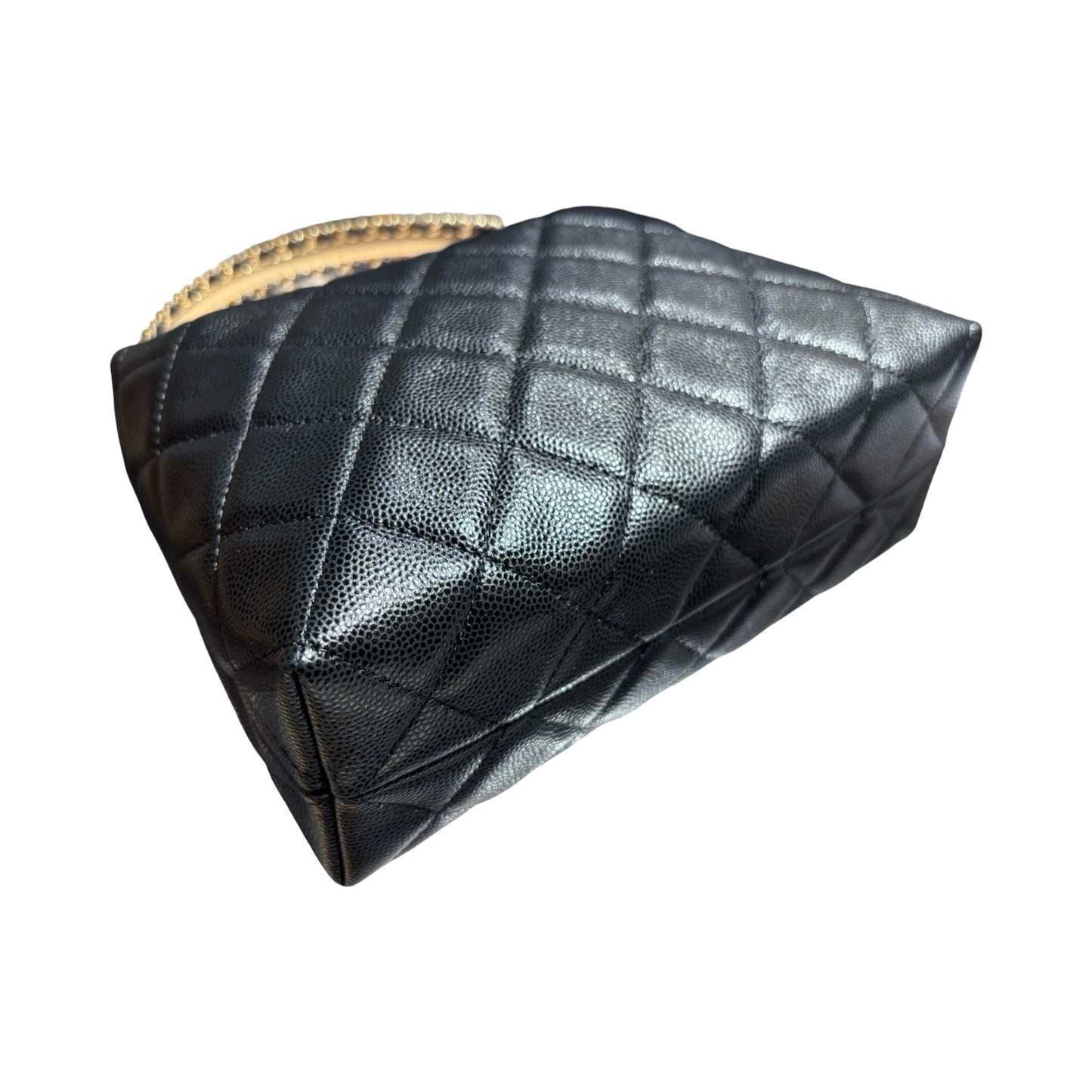 CHANEL 24A HOBO WITH HANDLE BLACK CAVIAR GHW [3000606]