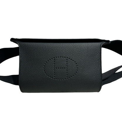 Used HERMES Leather Perforated Evelyne Belt bag Black