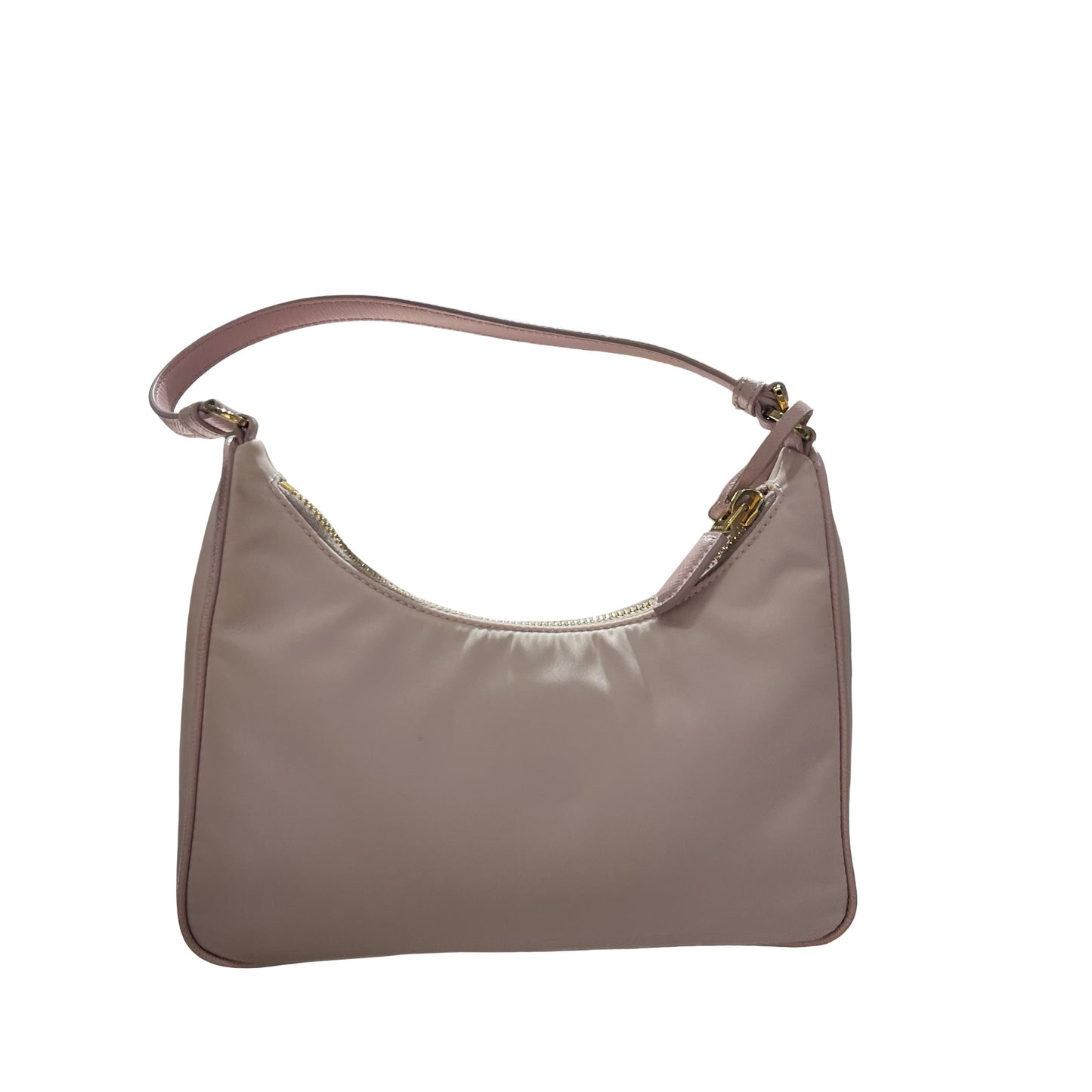 Used PRADA Nylon Calfskin Leather Re-Edition Shoulder Bag Pink GHW