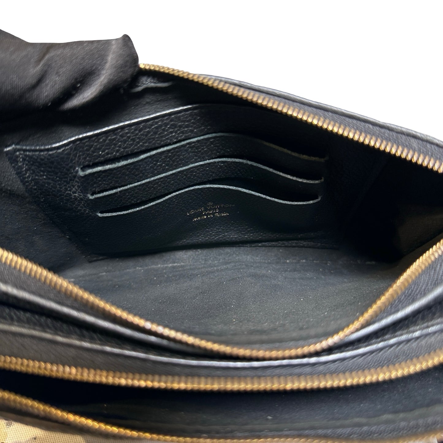 Used LOUIS VUITTON Monogram Eclipse coated canvas Double Zip Pochette Shoulder Bag Black GHW