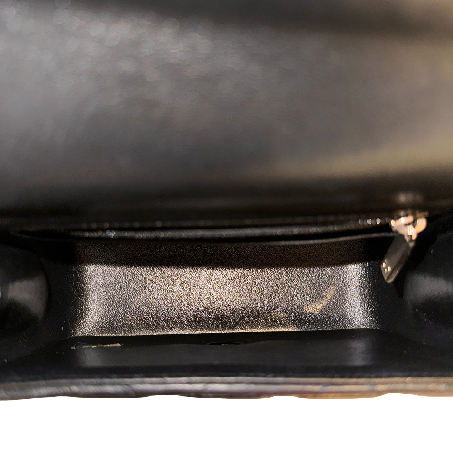 Used CHANEL Lambskin Leather Mini flap 17cm Cross Body Bag Black PHW