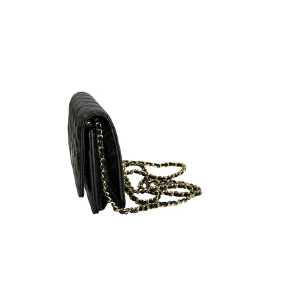 Brand New CHANEL Caviar Wallet on chain Wallet on chain Black，GHW