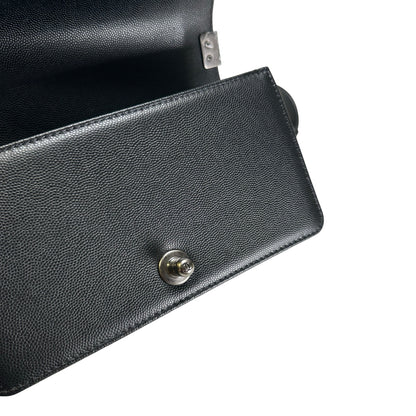 Used CHANEL Quilted Caviar Boy Chain Shoulder Bag Black