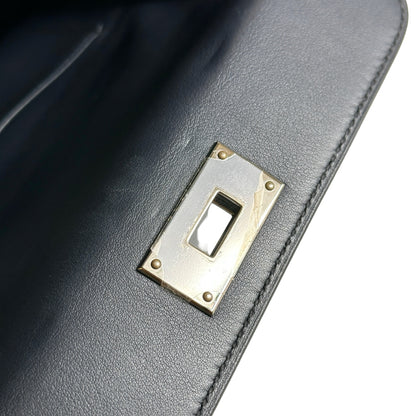 Used HERMES Leather Toolbox Handbag Blue