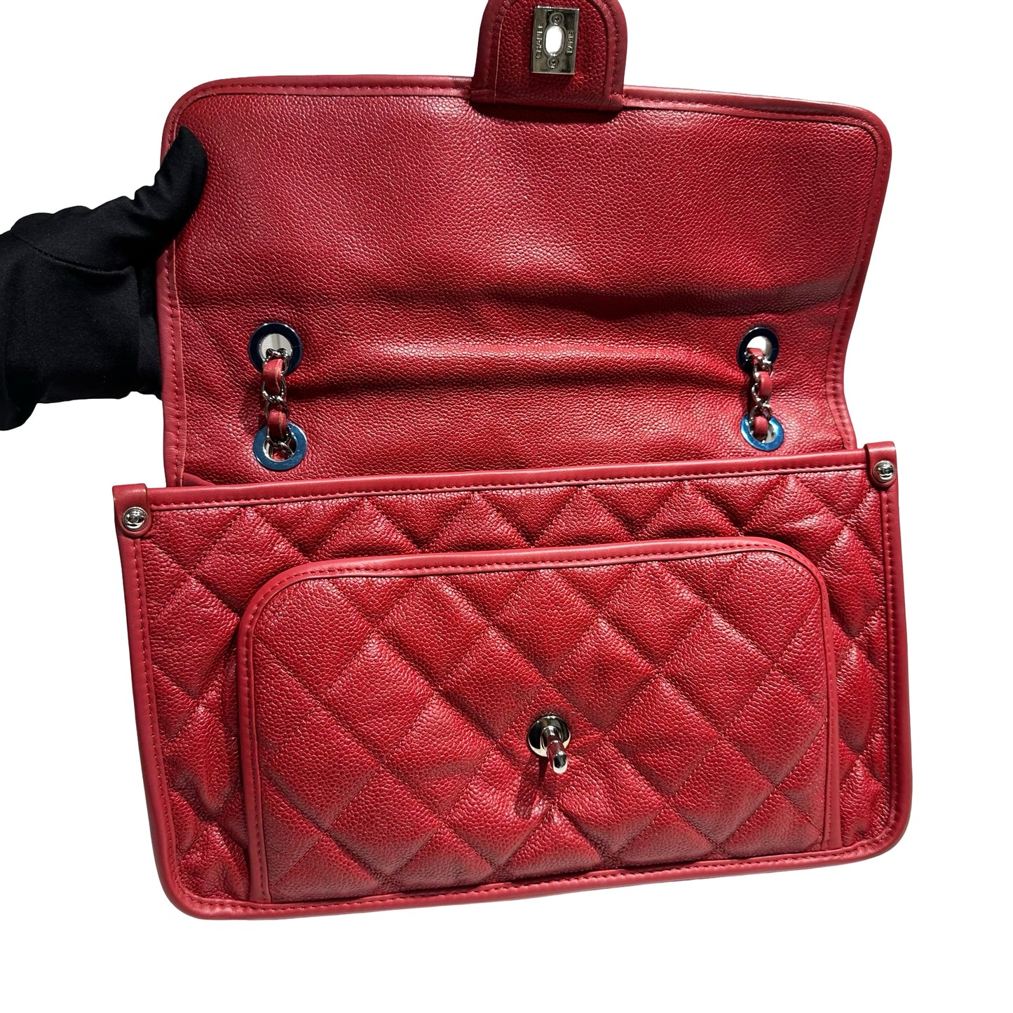 CHANEL CHAIN SHOULDER BAG RED CAVIAR SKIN PHW [3001111]