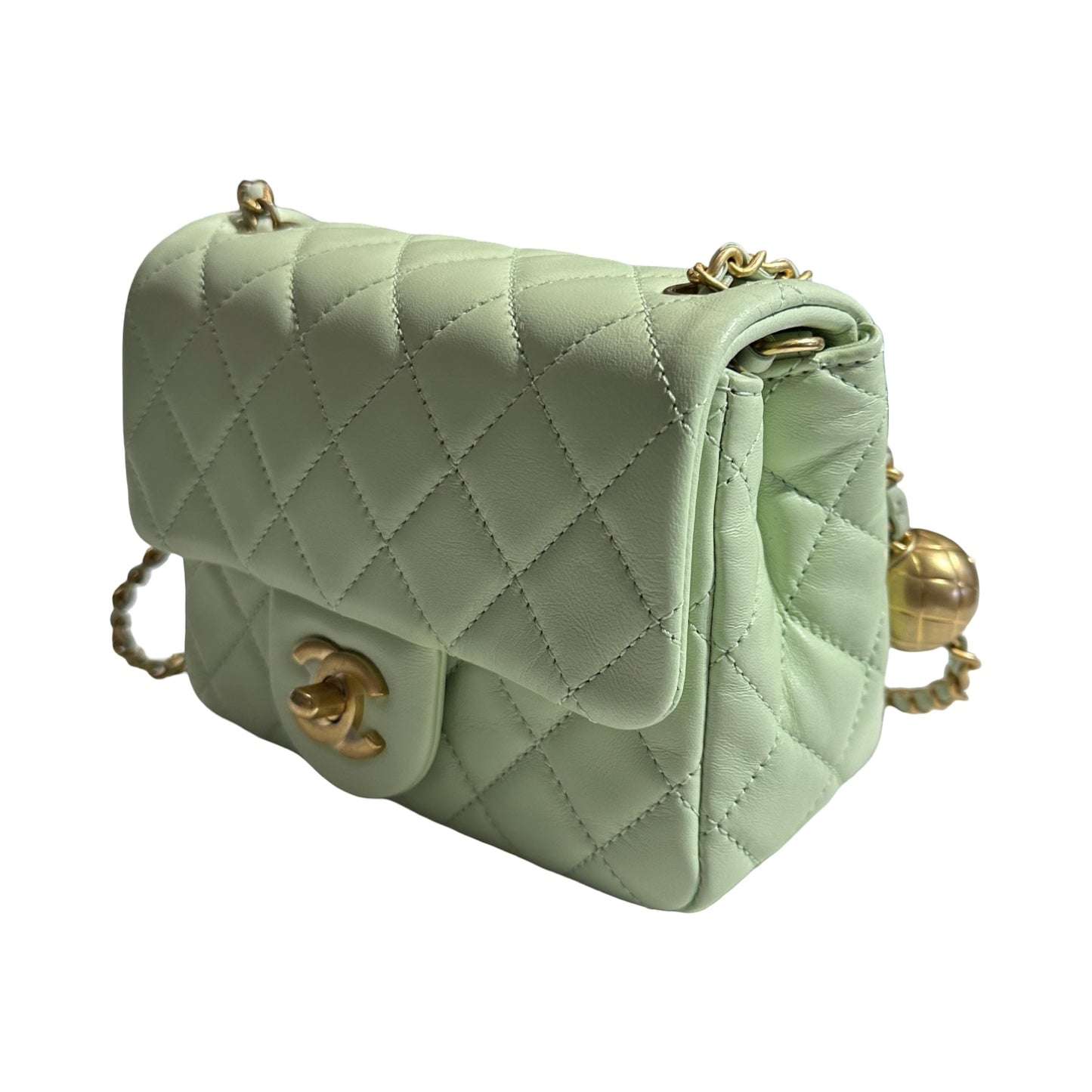 Brand New CHANEL Matelasse Quilted Mini Matelasse Mini Bag Light Green GHW